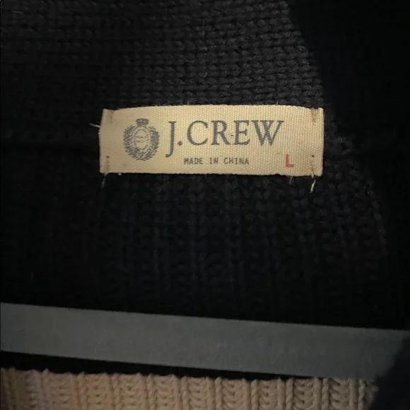 J. Crew navy and Cream Striped Cardigan women’s large - Picture 2 of 6